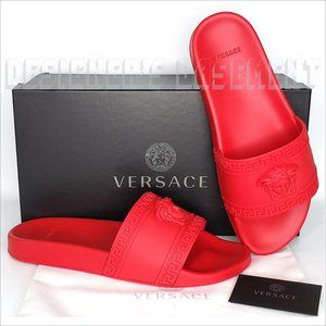 VERSACE men 46EU - 13US CARDINAL red Rubber Medusa head FLIP-FLOP slide sandals